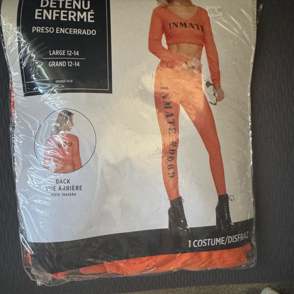 Women’s Inmate Costume – Orange Prisoner Outfit (Large 12-14)